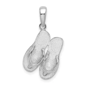 Polished Hilton Head Island Flip Flop Charm Pendant in Real 925 Sterling Silver