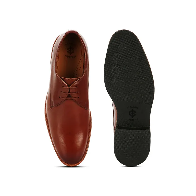 Polished Leather Plain Toe Derby Shoes