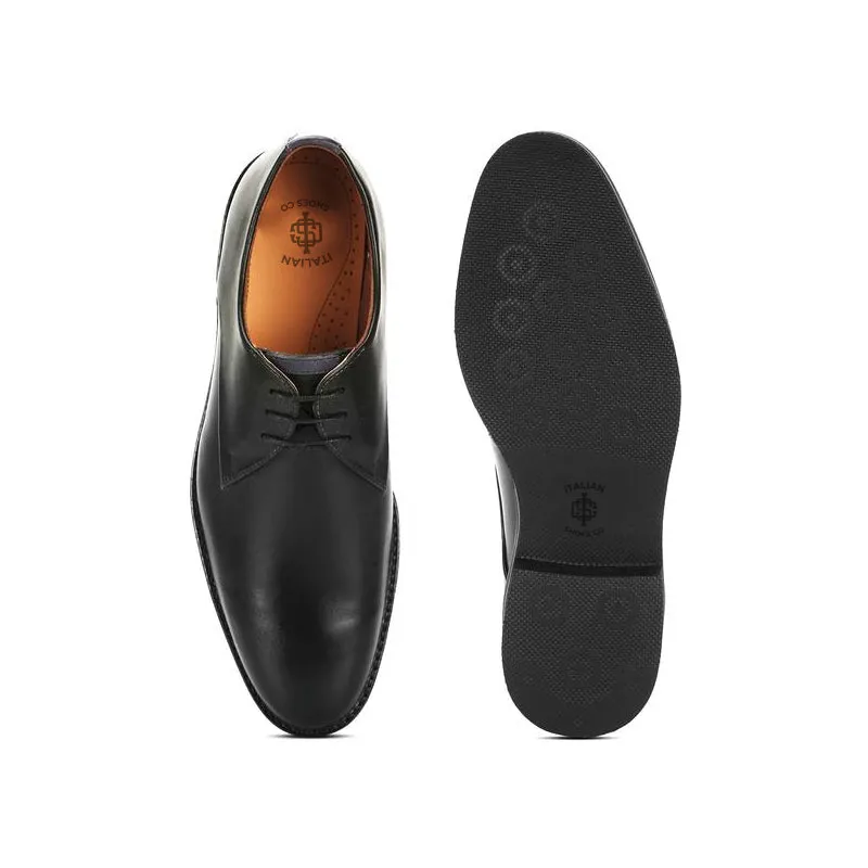 Polished Leather Plain Toe Derby Shoes