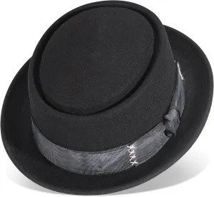 Pork Pie Hats for Men/Women, 100% Wool Felt Hat Stout Porkpie Breaking Bad Hat Flat Top Fedora Hats Boater Derby Crushable