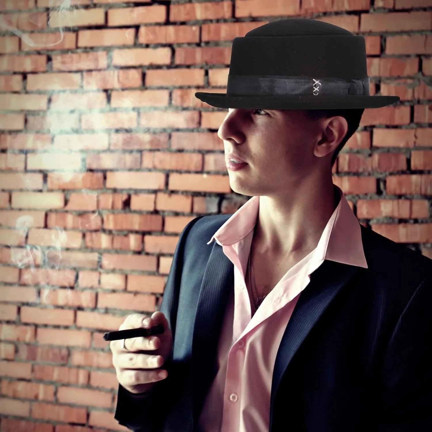 Pork Pie Hats for Men/Women, 100% Wool Felt Hat Stout Porkpie Breaking Bad Hat Flat Top Fedora Hats Boater Derby Crushable