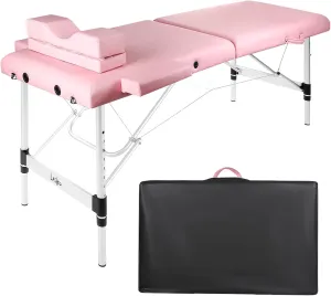 Portable Lash Bed for Lash Extensions Massage Table with Eyelash Pillow Esthetician Bed Spa Table Spa Bed Height Adjustable Waterproof Aluminum Frame (Pink)