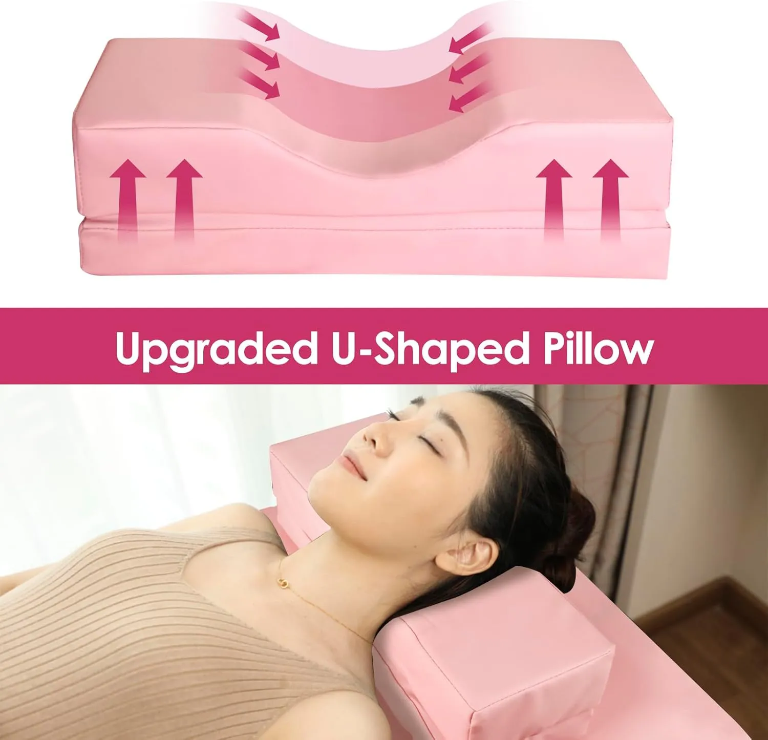 Portable Lash Bed for Lash Extensions Massage Table with Eyelash Pillow Esthetician Bed Spa Table Spa Bed Height Adjustable Waterproof Aluminum Frame (Pink)