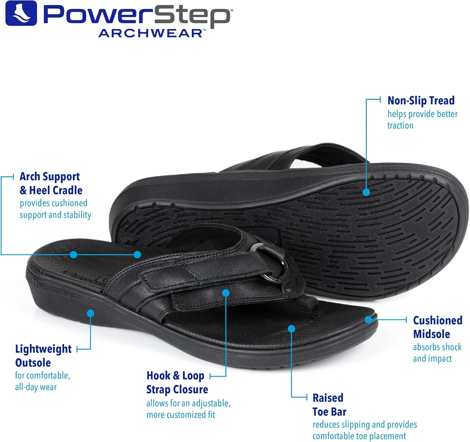 PowerStep Archwear, Arch Supporting Thong Sandal, Women's Orthotic Flip Flop, Factory, 8