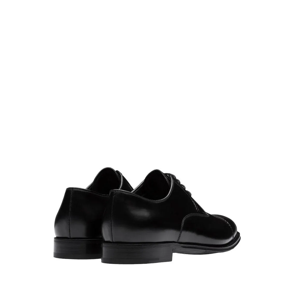 Prada 2EB184-ZJY Men's Shoes Black Polished Calf-Skin Leather Derby Oxfords (PRM1027)