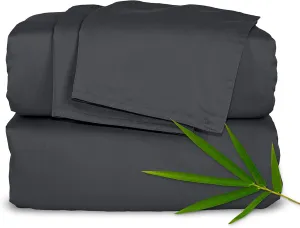 Pure Bamboo California King Sheets, Genuine 100% Organic Viscose Derived from Bamboo Bed Sheet Set, Soft & Cooling, Double Stitching, 2 Year Quality Promise (California King, Charcoal)