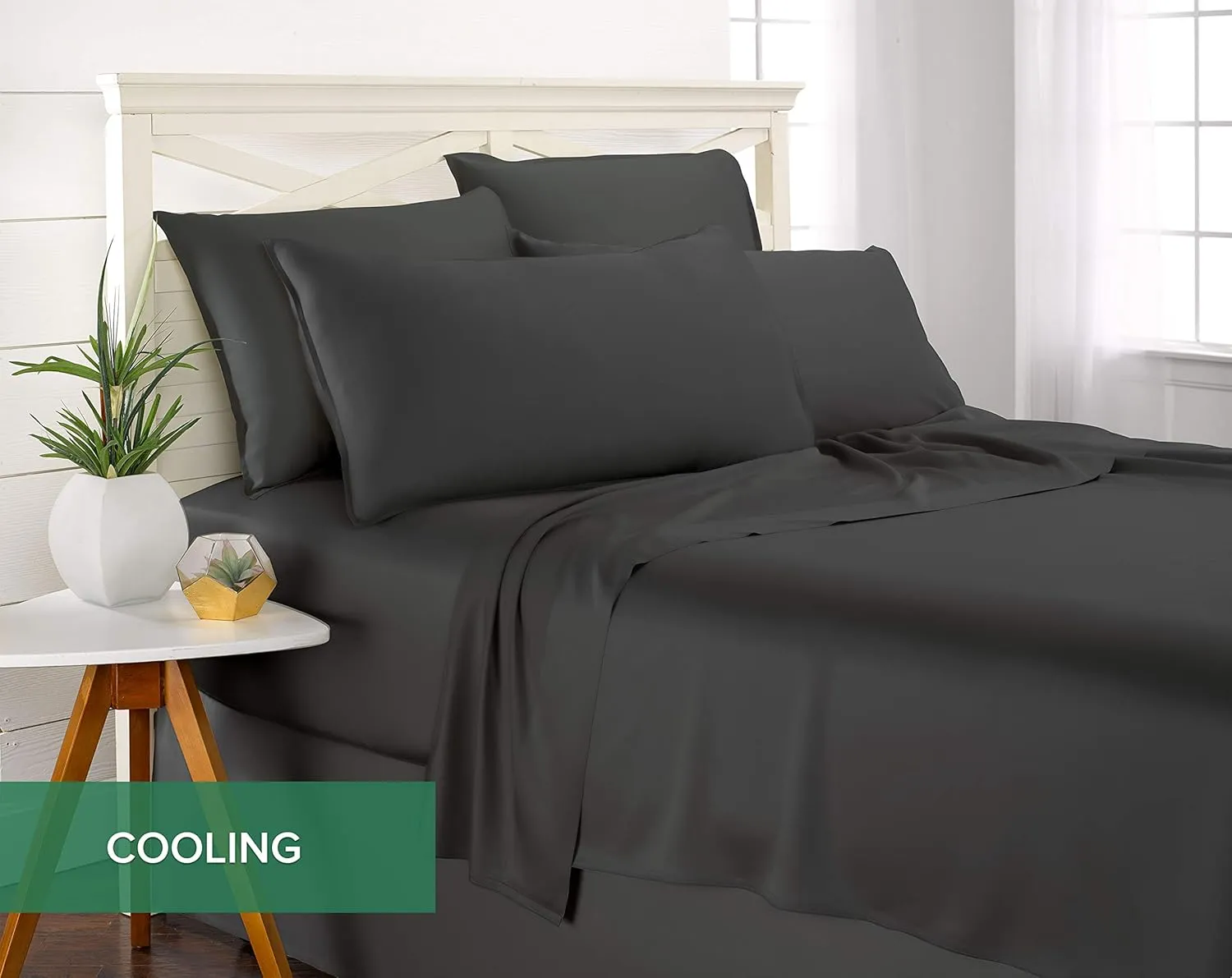 Pure Bamboo California King Sheets, Genuine 100% Organic Viscose Derived from Bamboo Bed Sheet Set, Soft & Cooling, Double Stitching, 2 Year Quality Promise (California King, Charcoal)