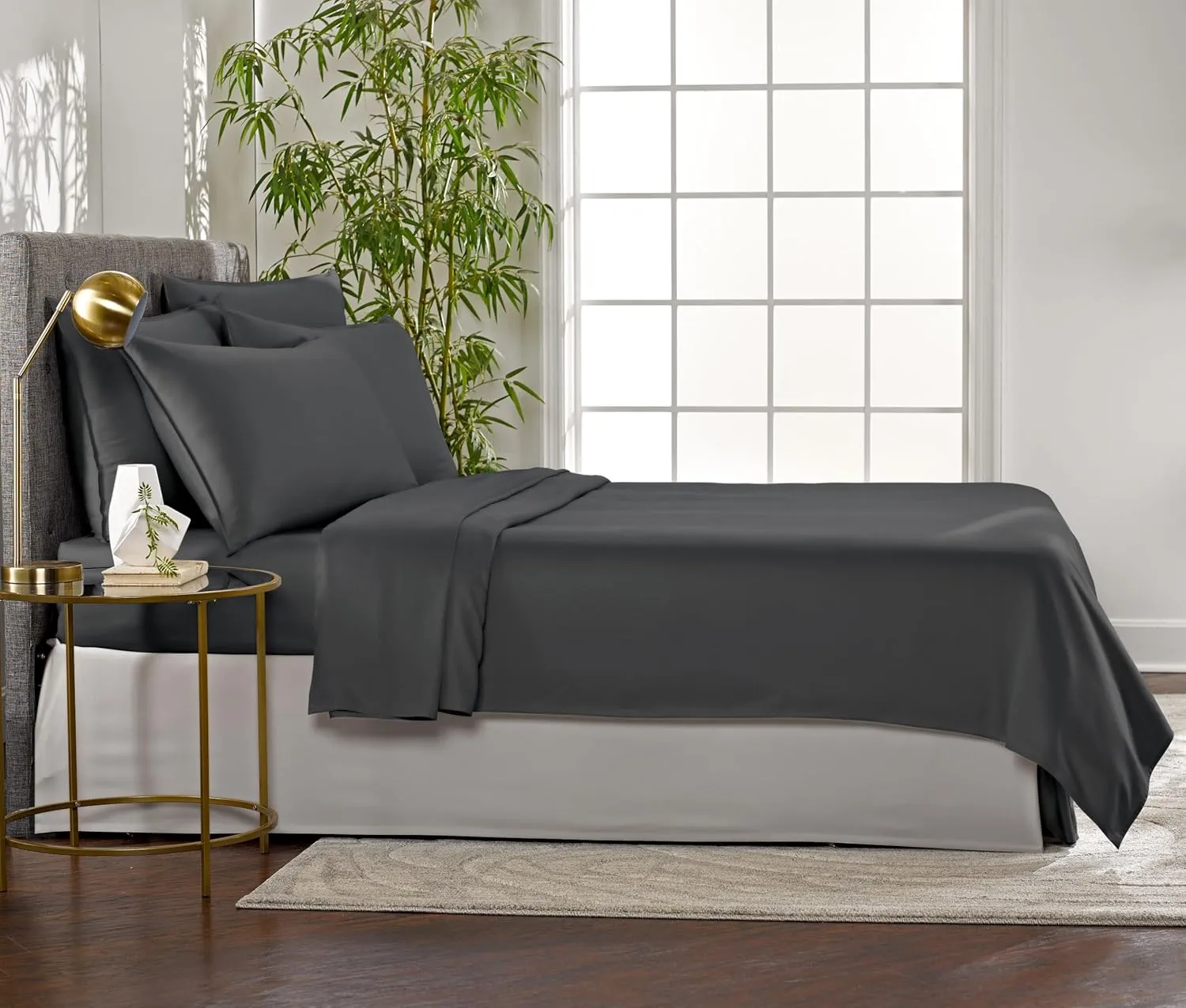 Pure Bamboo California King Sheets, Genuine 100% Organic Viscose Derived from Bamboo Bed Sheet Set, Soft & Cooling, Double Stitching, 2 Year Quality Promise (California King, Charcoal)