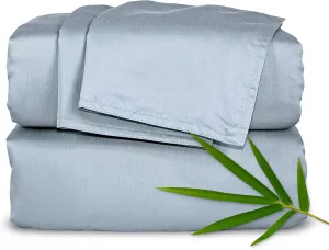 Queen Sheets by Pure Bamboo, Genuine 100% Organic Viscose Derived from Bamboo Bed Sheet Set, Luxuriously Soft & Cooling, Double Stitching, Lifetime Quality Promise (Queen, Sterling Blue)