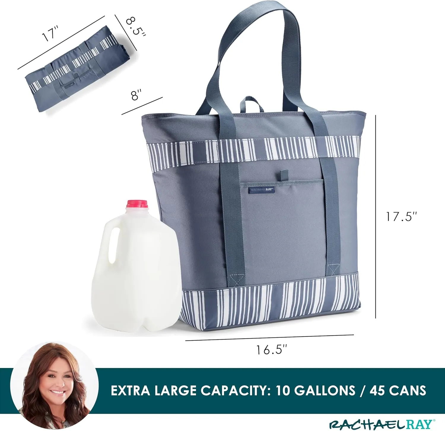 Rachael Ray Jumbo Chillout Thermal Tote, Insulated Soft Sided Cooler Bag