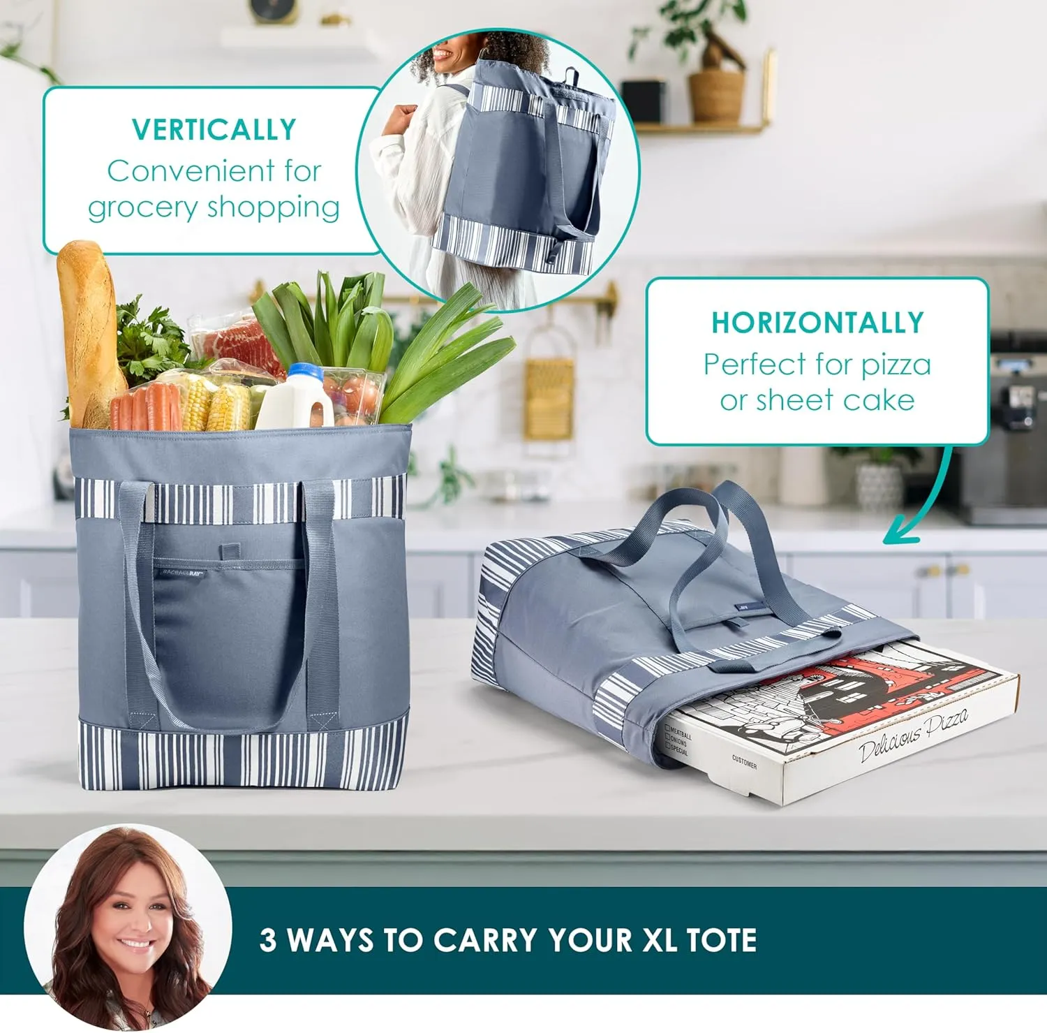 Rachael Ray Jumbo Chillout Thermal Tote, Insulated Soft Sided Cooler Bag