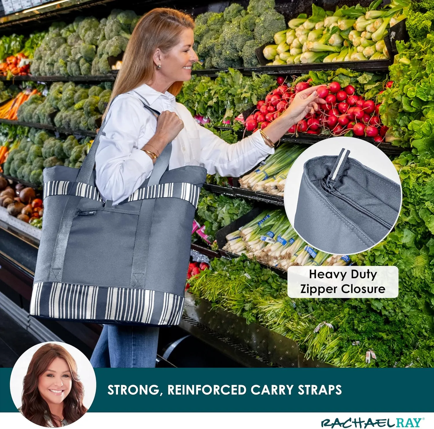 Rachael Ray Jumbo Chillout Thermal Tote, Insulated Soft Sided Cooler Bag