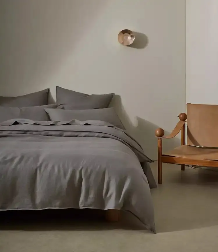 Ravello linen flat sheet charcoal