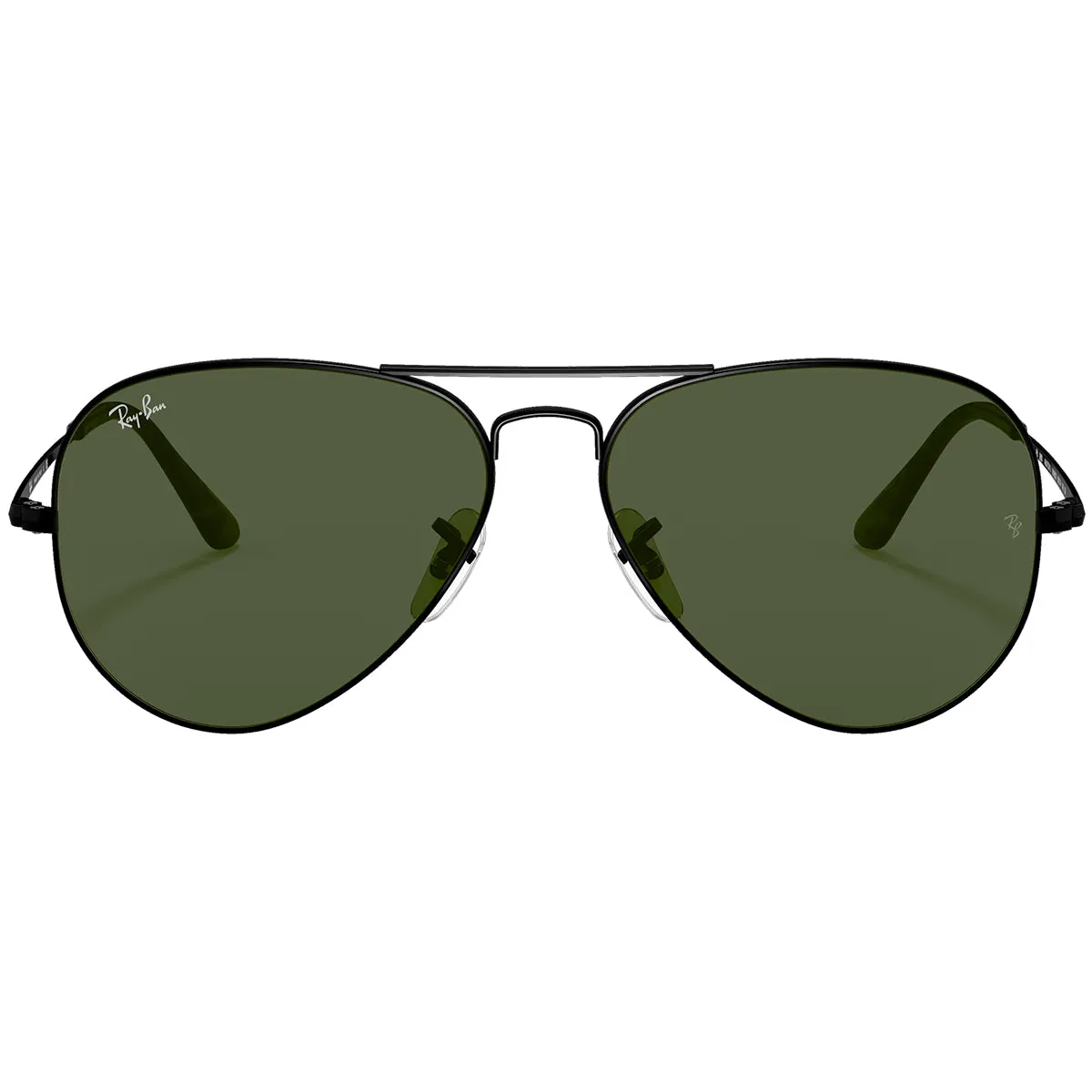 Ray-Ban Aviator Metal II Sunglasses - Polished Black/Green