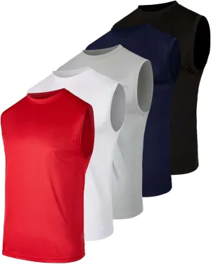 Real Essentials 5 Pack: Men's Mesh Active Athletic Tech Tank Top - Workout & Training Activewear (Available in Big & Tall)