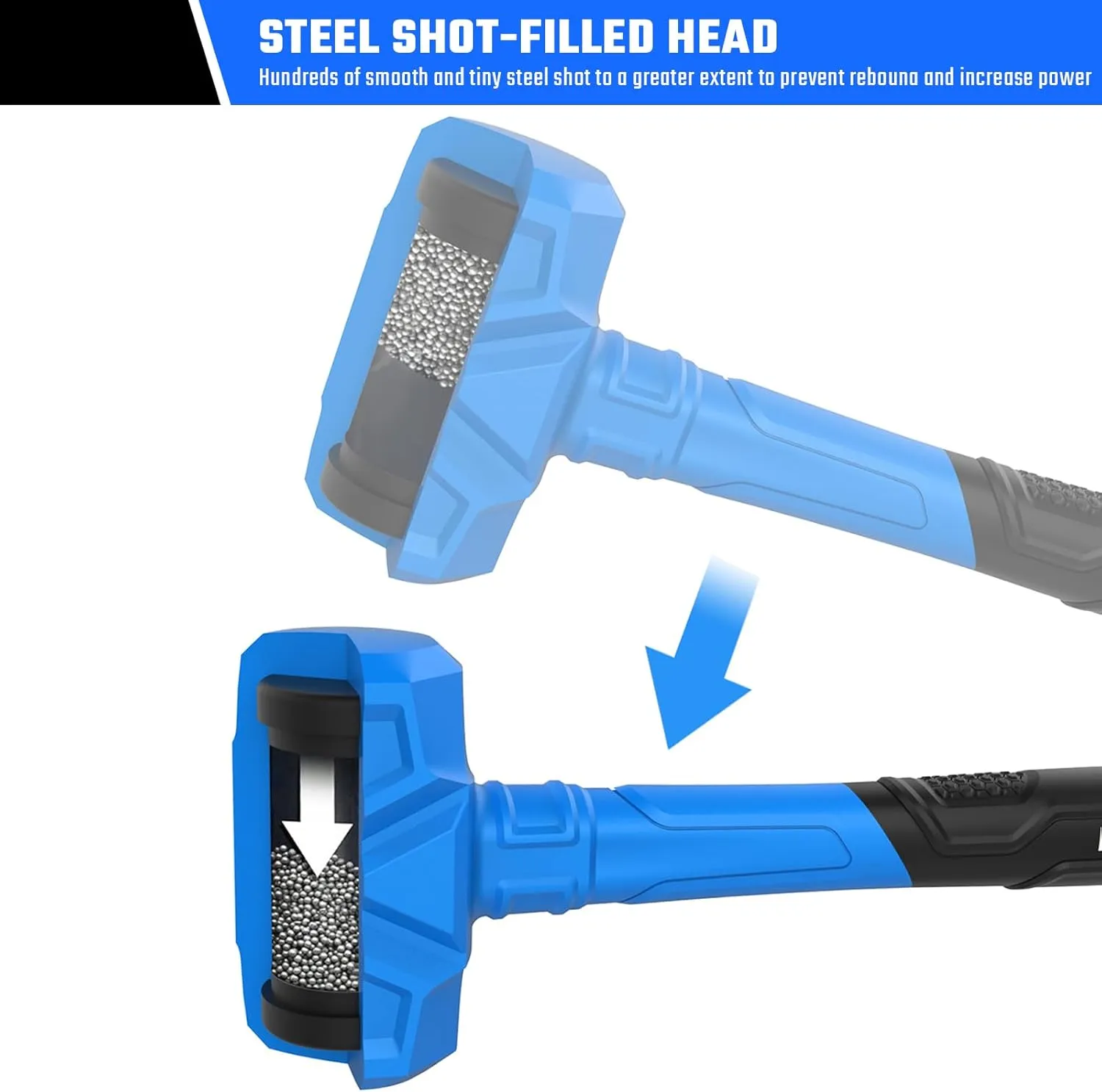 REAL STEEL Dead Blow Hammer with Carbon Steel Core Handle, 28 Oz Non-Marring and Sparking Resistant Rubber Mallet (0317)