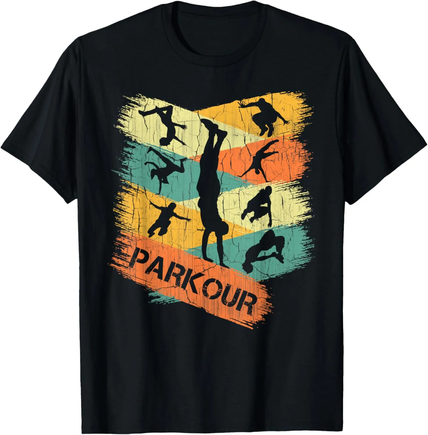 Retro Parkour Shirt for Boys Silhouette Vintage Free Running T-Shirt