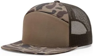 Richardson 168 Hi-Pro 7 Panel Flat Bill Adjustable Snapback Trucker Mesh Back Cap | OSFM | Bulk Pack Available