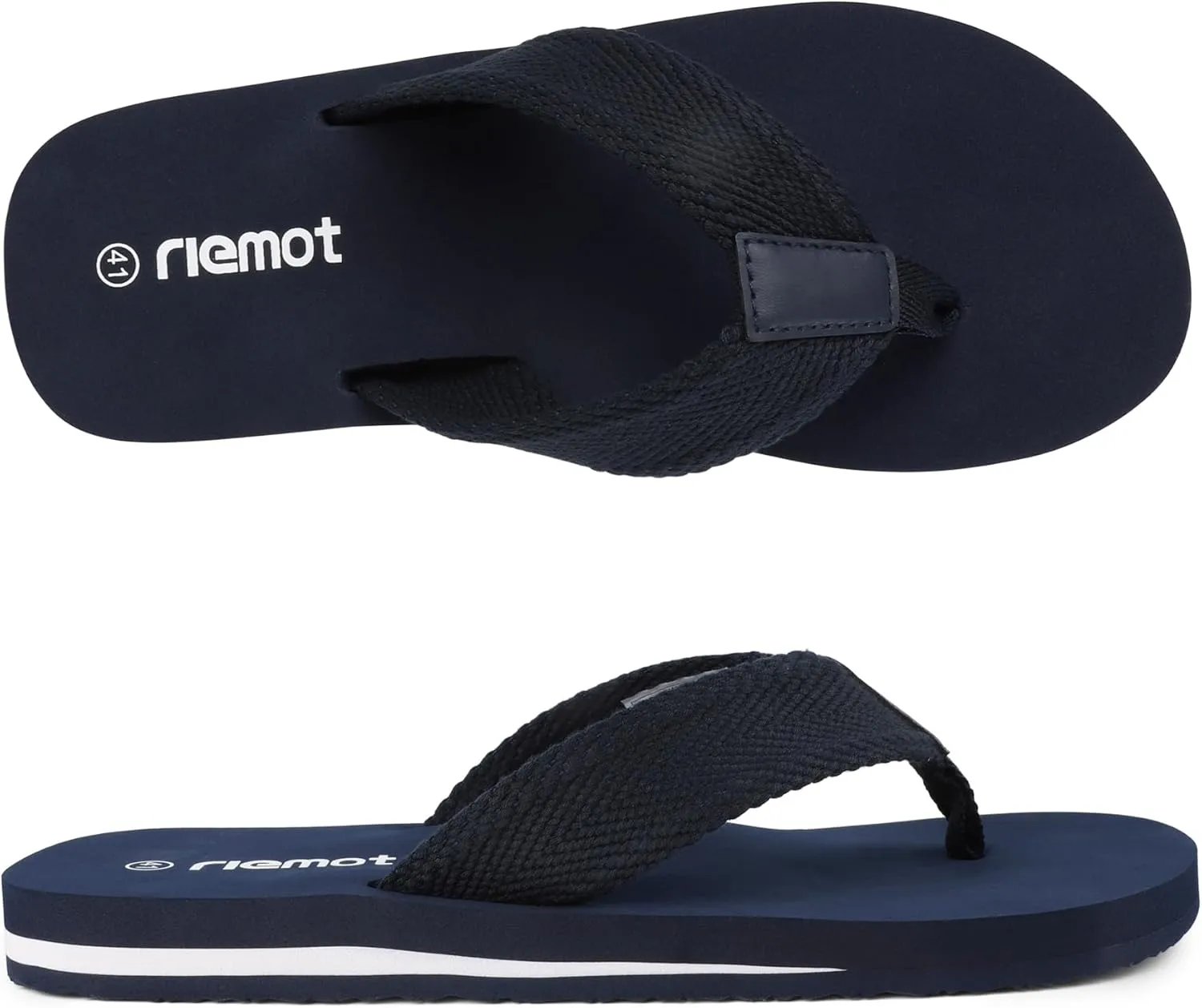 riemot Mens Flip Flops Arch Support Thong Sandals Cushioned Slippers for Beach Swimming Pool Home Shower Shoes Size 8-14