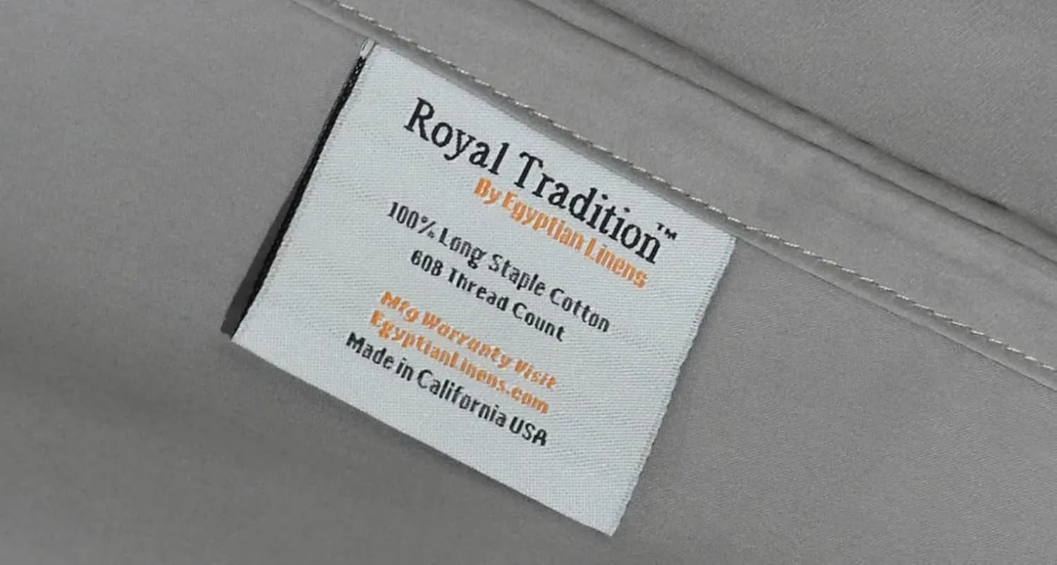 Royal Tradition Made in USA- Wyoming King Sheet Set (84x84 Inch Bed) 608tc Soft Cotton Sateen Emperor Bed Sheets, Grey