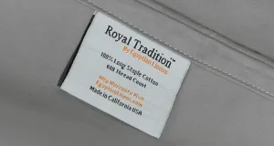 Royal Tradition Made in USA- Wyoming King Sheet Set (84x84 Inch Bed) 608tc Soft Cotton Sateen Emperor Bed Sheets, Grey