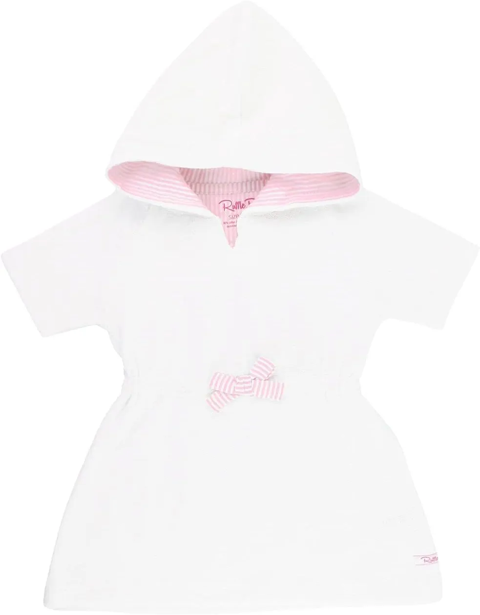 RuffleButts White w/Pink Seersucker Terry Cover-Up - 12-18m