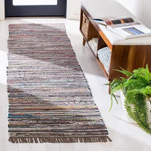 SAFAVIEH Rag Rug Collection Runner Rug - 2'3" x 6', Rust & Multi, Handmade Boho Stripe Cotton, Ideal for High Traffic Areas in Living Room, Bedroom (RAR121E)