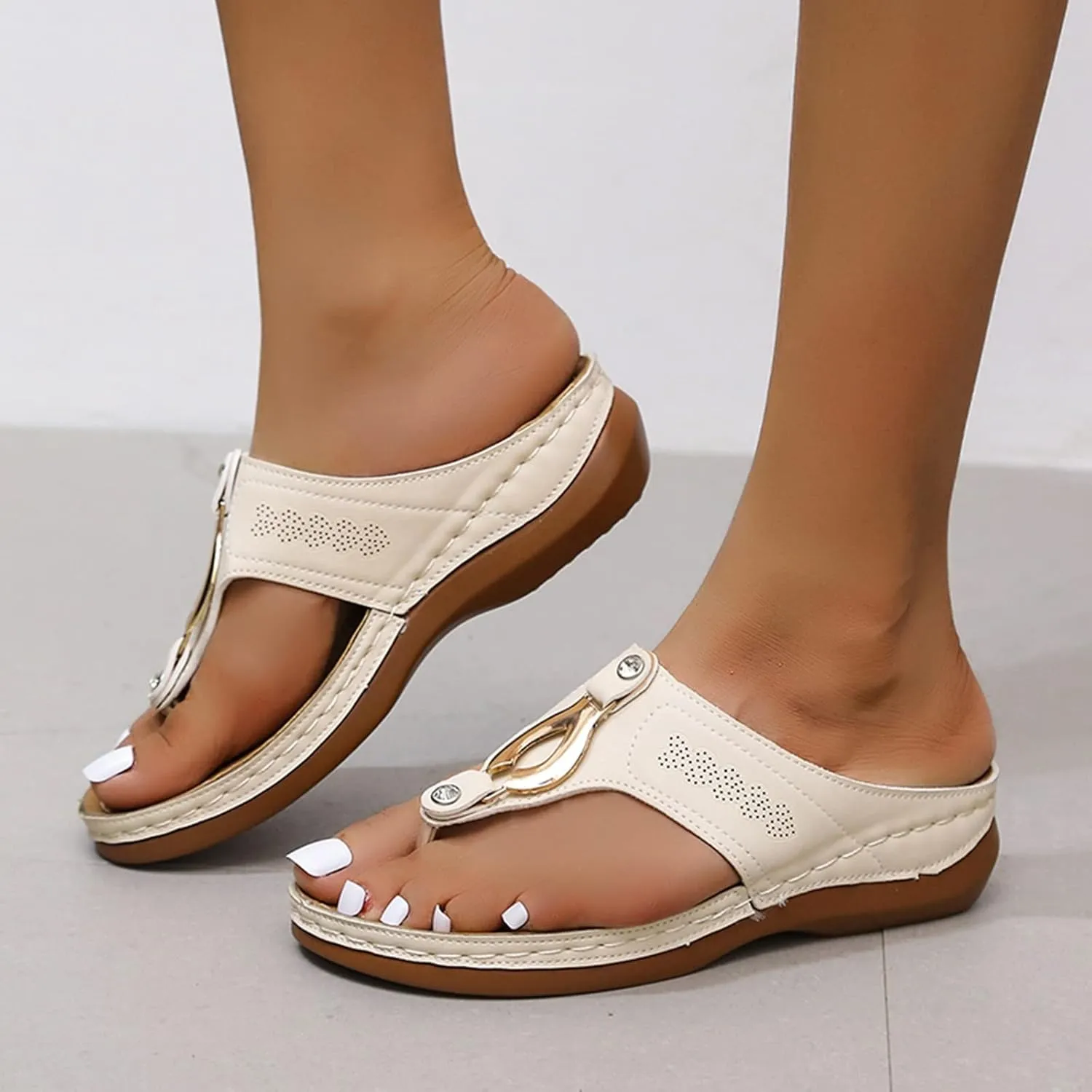 Sandals for Women 2025 Summer Orthopedic Arch Support Wedge Wide Fit Slip on Sandals Lightweight Casual Beach Walking Wedges Flip Flops Shoes