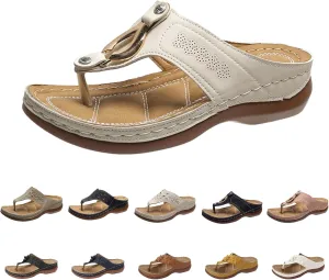 Sandals for Women 2025 Summer Orthopedic Arch Support Wedge Wide Fit Slip on Sandals Lightweight Casual Beach Walking Wedges Flip Flops Shoes