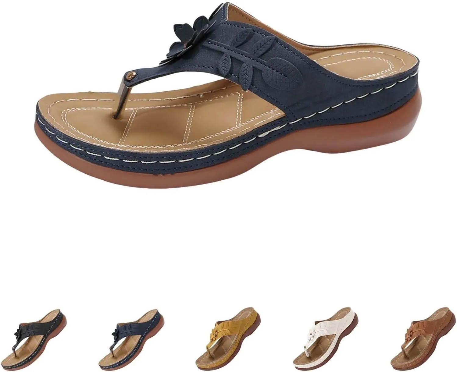 Sandals for Women 2025 Summer Orthopedic Arch Support Wedge Wide Fit Slip on Sandals Lightweight Casual Beach Walking Wedges Flip Flops Shoes