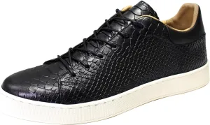 Santimon Mens Casual Shoes Genunie Leather Sneakers Comfort Walking Shoes Fashion Modern Breathable Crocodile Embossing Anti-Slip Soles Flat Derby for Men