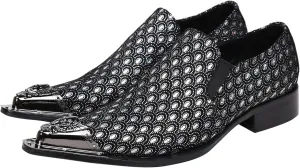Santimon Mens Loafers Pointed Toe Sparkling Leather Fashion Casual Metal Tip Western Dress Shoes