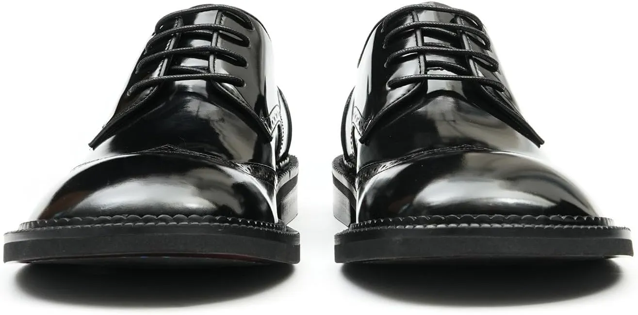 Santimon Mens Oxfords Formal Dress Derby Fashion Patent Leather Square Toe Wingtip Brogue Shoes Prom Wedding Tuxedo Business Causal Shoes for Men