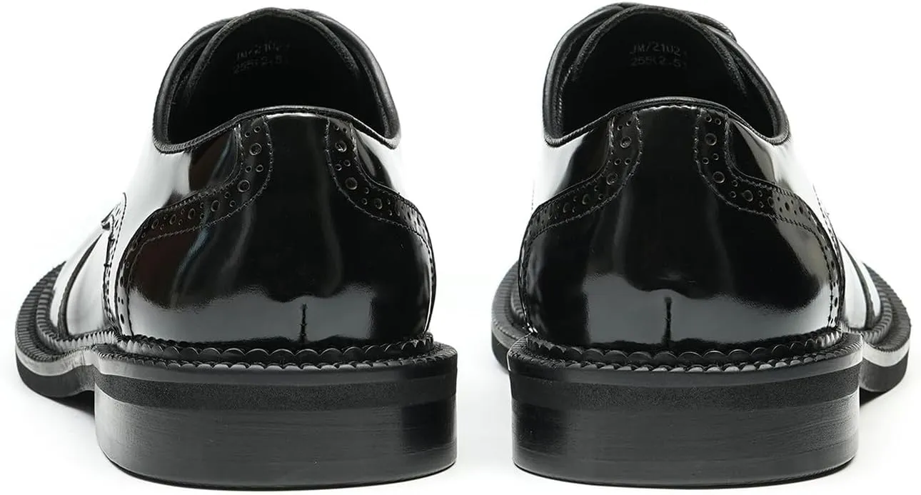 Santimon Mens Oxfords Formal Dress Derby Fashion Patent Leather Square Toe Wingtip Brogue Shoes Prom Wedding Tuxedo Business Causal Shoes for Men