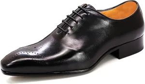 Santimon Mens Oxfords Formal Dress Genuine Leather Handmade Derby Casual Brogues Oxfords Tuxedo Fashion Walking Shoes for Men