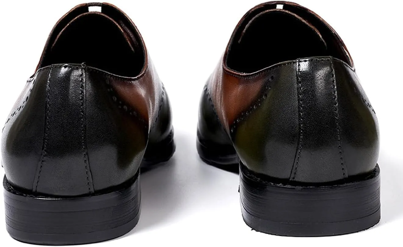 Santimon Mens Oxfords Formal Dress Suit Shoes Men's Fashion Modern Genunie Leather Wingtip Brogues Derby Prom Wedding Business Causal Two Tone Tuxedo Shoes for Men