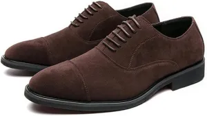Santimon Men's Suede Oxford Dress Shoes Modern Cap Toe Lace-Up Derby Shoe for Business, Weddings & Formal Events