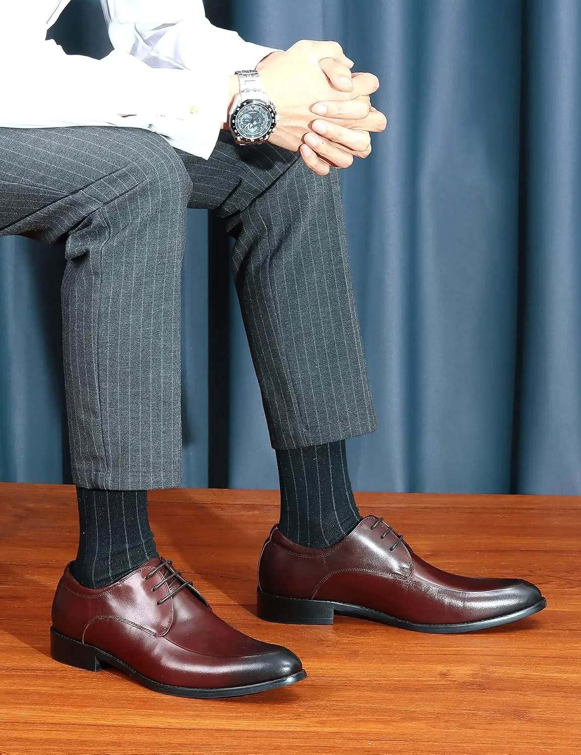Santimon Oxfords Mens Dress Shoes Formal Business Genuine Leather Derby Fashion Casual Tuxedo Wedding Prom Comfortable Walking Shoes for Men