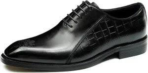 Santimon Oxfords Shoes for Men Formal Dress Derby Genunie Leather Plain Toe Brogues Modern Suit Shoes Men's Fashion Lightweight Prom Wedding Tuxedo Business Causal Comfortable Shoes