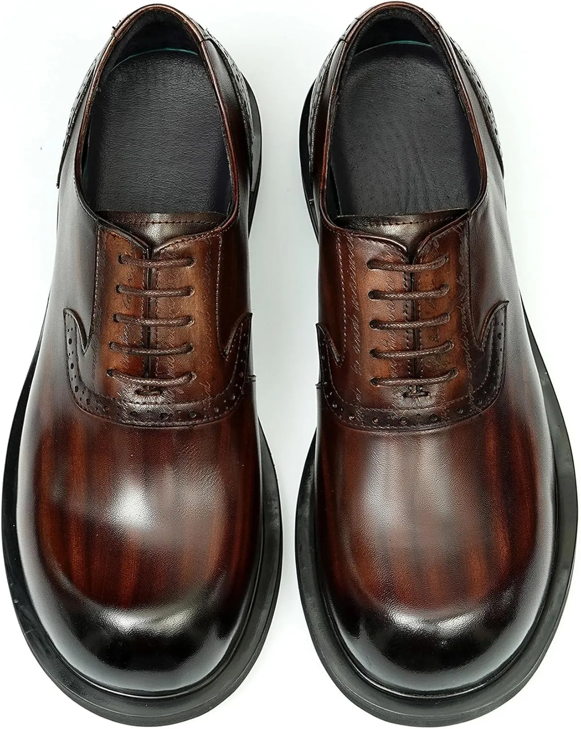 Santimon Oxfords Shoes for Men Formal Dress Derby Genunie Leather Square Toe Brogues Modern Suit Shoes Men's Fashion Lightweight Prom Wedding Tuxedo Business Causal Comfortable Shoes