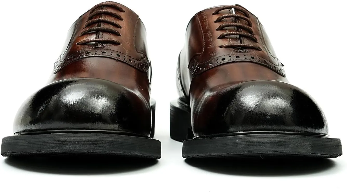 Santimon Oxfords Shoes for Men Formal Dress Derby Genunie Leather Square Toe Brogues Modern Suit Shoes Men's Fashion Lightweight Prom Wedding Tuxedo Business Causal Comfortable Shoes