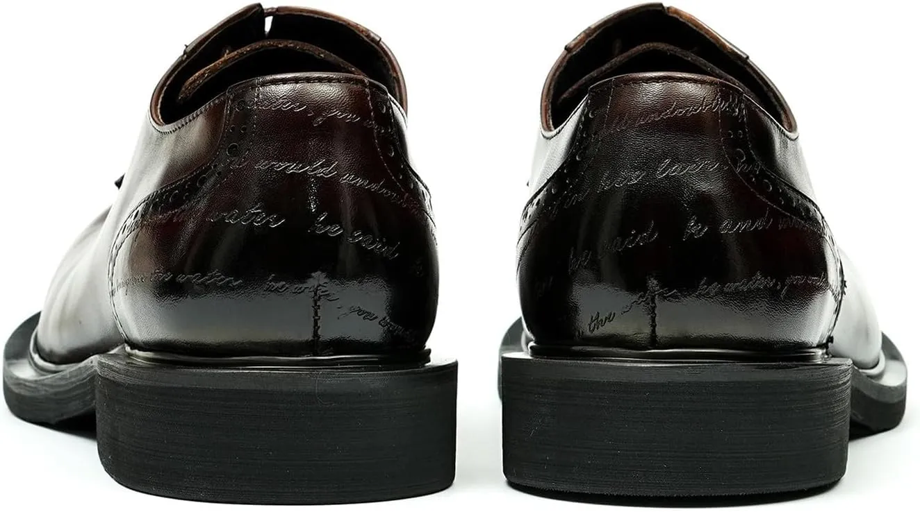 Santimon Oxfords Shoes for Men Formal Dress Derby Genunie Leather Square Toe Brogues Modern Suit Shoes Men's Fashion Lightweight Prom Wedding Tuxedo Business Causal Comfortable Shoes