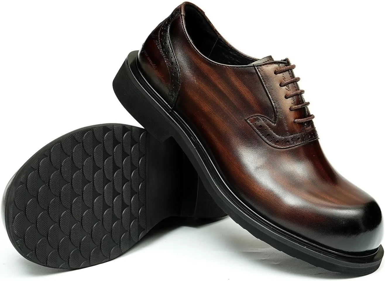 Santimon Oxfords Shoes for Men Formal Dress Derby Genunie Leather Square Toe Brogues Modern Suit Shoes Men's Fashion Lightweight Prom Wedding Tuxedo Business Causal Comfortable Shoes