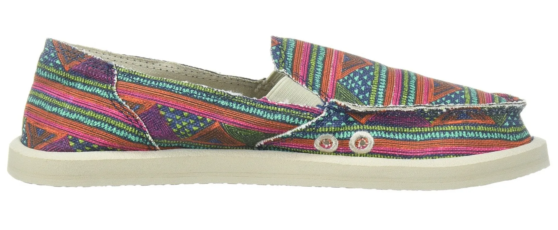 Sanuk Donna Multicolor Geo Stripes Loafer Flat Comfort Casual Womens Shoes 1020251-MGST