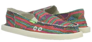Sanuk Donna Multicolor Geo Stripes Loafer Flat Comfort Casual Womens Shoes 1020251-MGST