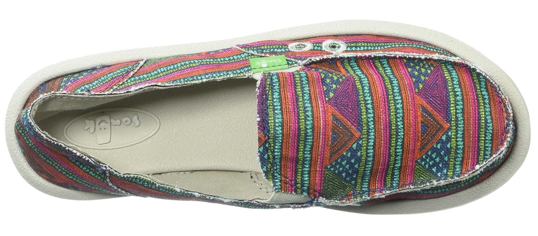 Sanuk Donna Multicolor Geo Stripes Loafer Flat Comfort Casual Womens Shoes 1020251-MGST