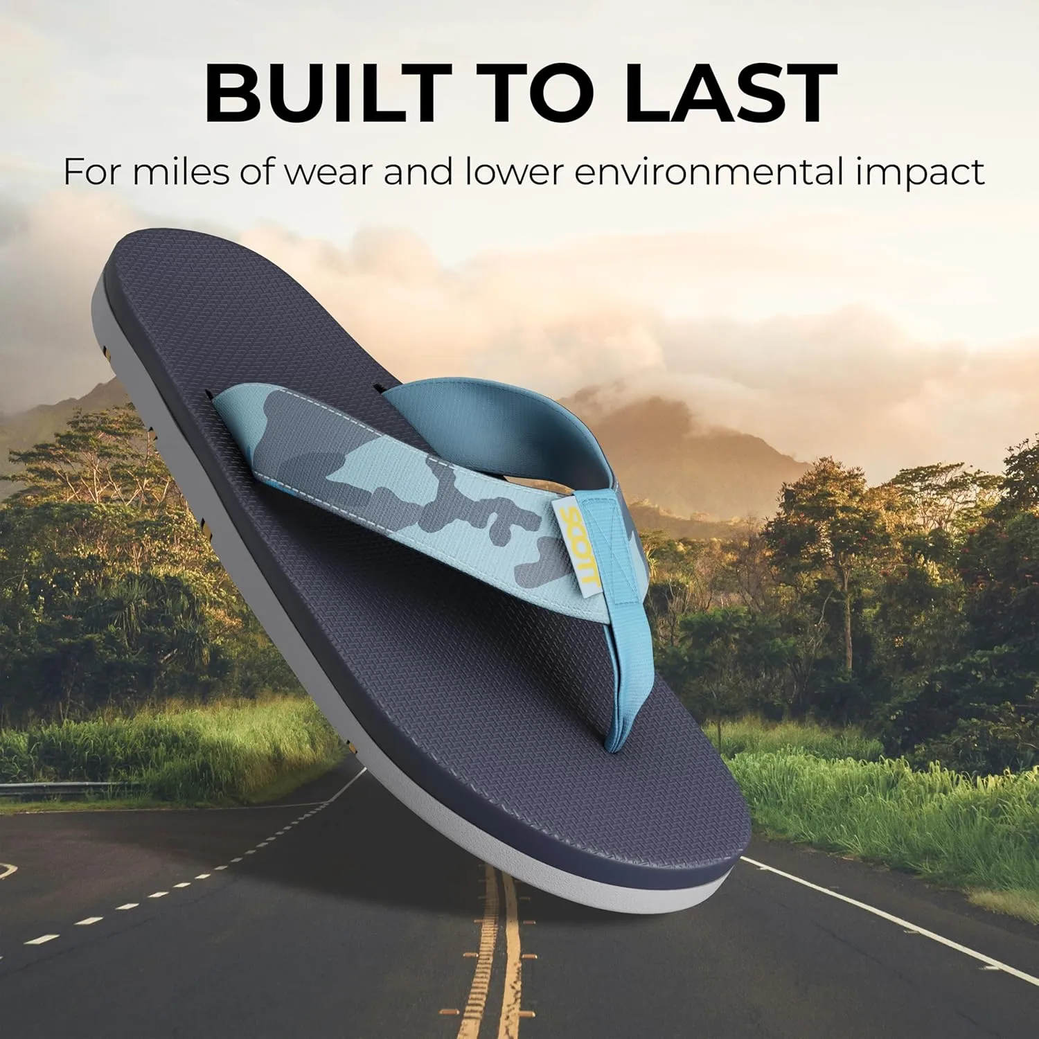 Scott Hawaii Men's Kaikane Sandal | Nylon Strap with Neoprene Lining | Molded Rubber Outsole with Arch Support and Heel Cup | Podiatrist Recommended