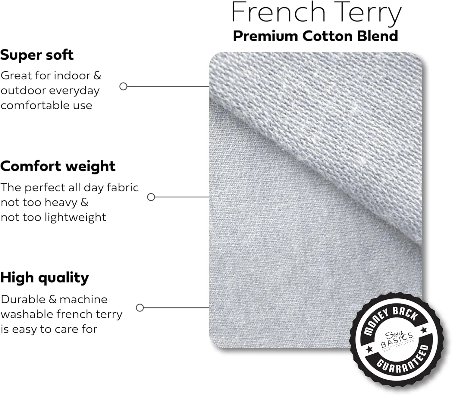 Sexy Basics Women's 2 Pack Ultra Soft French Terry Cotton Drawstring Yoga Lounge Long Pants