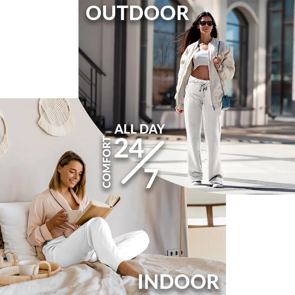 Sexy Basics Women's 2 Pack Ultra Soft French Terry Cotton Drawstring Yoga Lounge Long Pants
