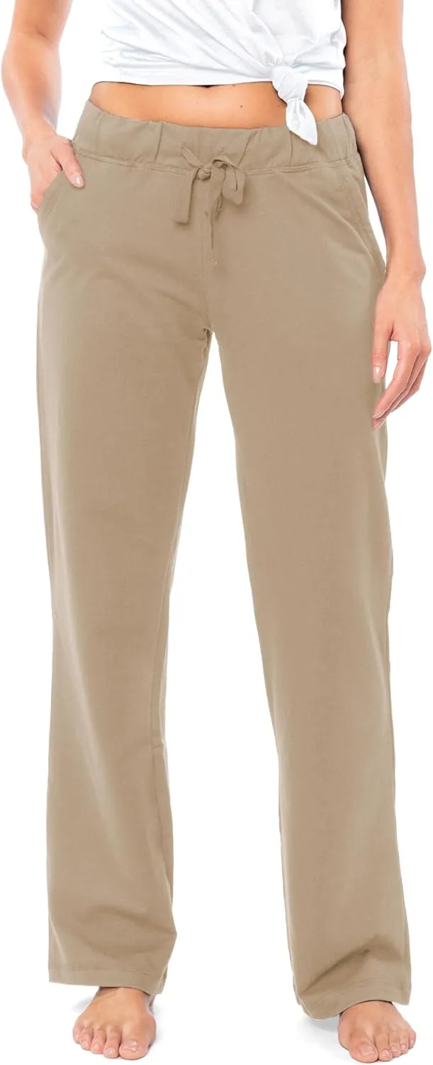 Sexy Basics Women's 2 Pack Ultra Soft French Terry Cotton Drawstring Yoga Lounge Long Pants